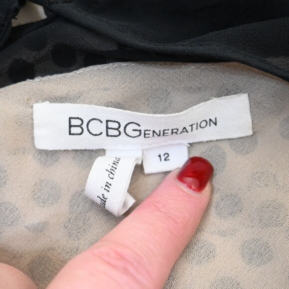 BCBGeneration Womens 12 Fit and Flare Pleated Polka Dot Dress - Picture 11 of 13